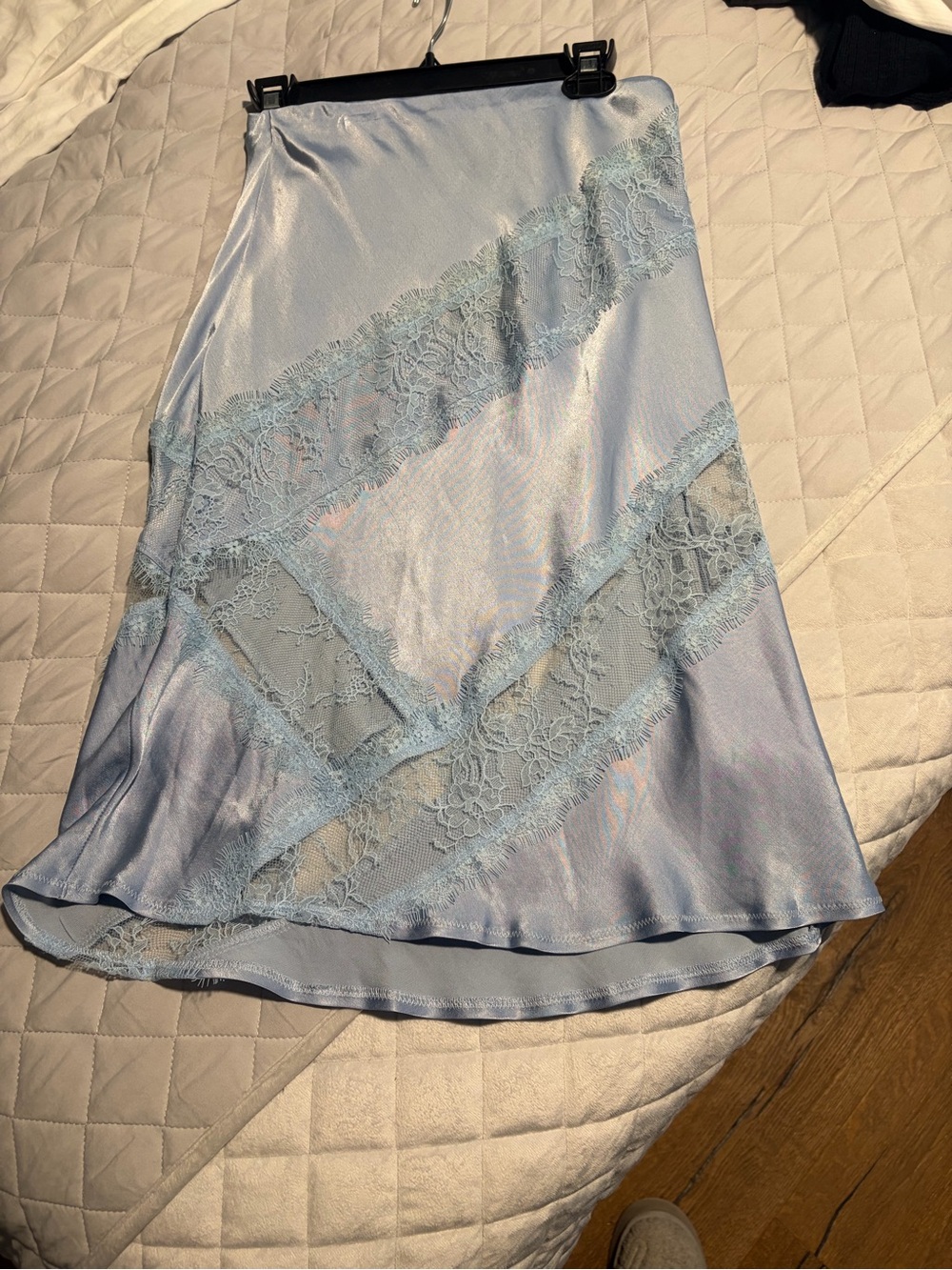 Anthropologie Powder Blue Satin Lace Slip - Picture 2 of 3